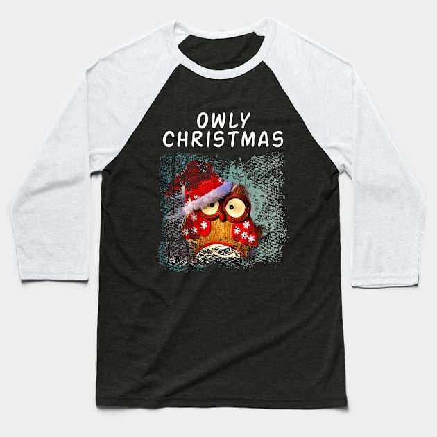 Owly Christmas Baseball T-Shirt by Sunil Belidon